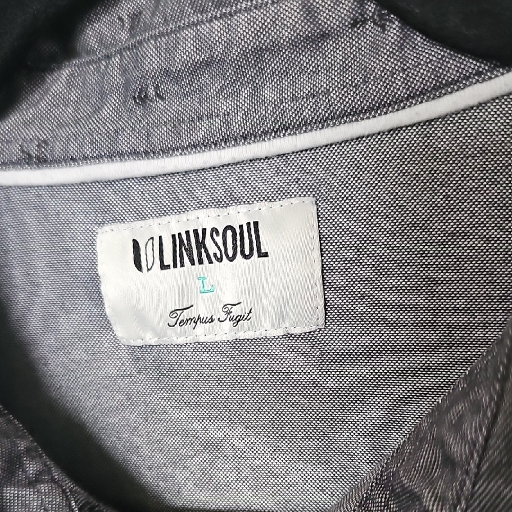 Linksoul Astoria Printed Short Sleeve Charcoal Gray Polo Golf Shirt Large - Picture 3 of 7